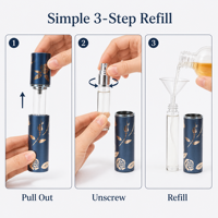 Flacon vaporisateur de parfum rechargeable en verre doré mat 15 ml à fond épais, avec bouchon à vis et décalcomanie, portable et à mécanisme rotatif – Offre Spéciale