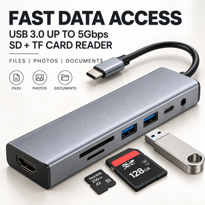 7 in 1 <b>USB</b> C <b>Hub</b> 4K <b>USB</b> 3.0 SD TF Card Reader 3.5mm Audio Type C Multiport Adapter for Laptop OEM Wholesale - Product Image 2