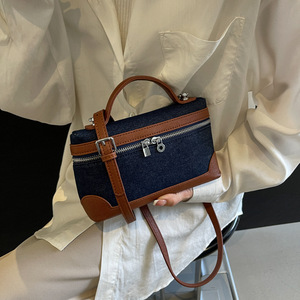 Bolso bandolera cuadrado pequeño de mano con bloque de Color vaquero a la moda para <span class=keywords><strong>mujer</strong></span>, superventas para <span class=keywords><strong>Amazon</strong></span> Trending, poliéster, un solo hombro - Product Image 3