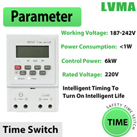 LVMA AC230V/380V Timer Digital Mini Saklar Listrik Din Rail Programmable KG316T 10A/15A/25A/63A Baterai Dapat Dilepas IP20 ABS