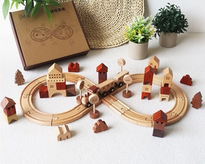 <strong>Personalised</strong> <strong>Wooden</strong> Train Track Set Traditional <strong>Toy</strong> <strong>Wooden</strong> Traffic Sign <strong>Toys</strong> Custom <strong>Wooden</strong> Train Set for Children - Product Image 1