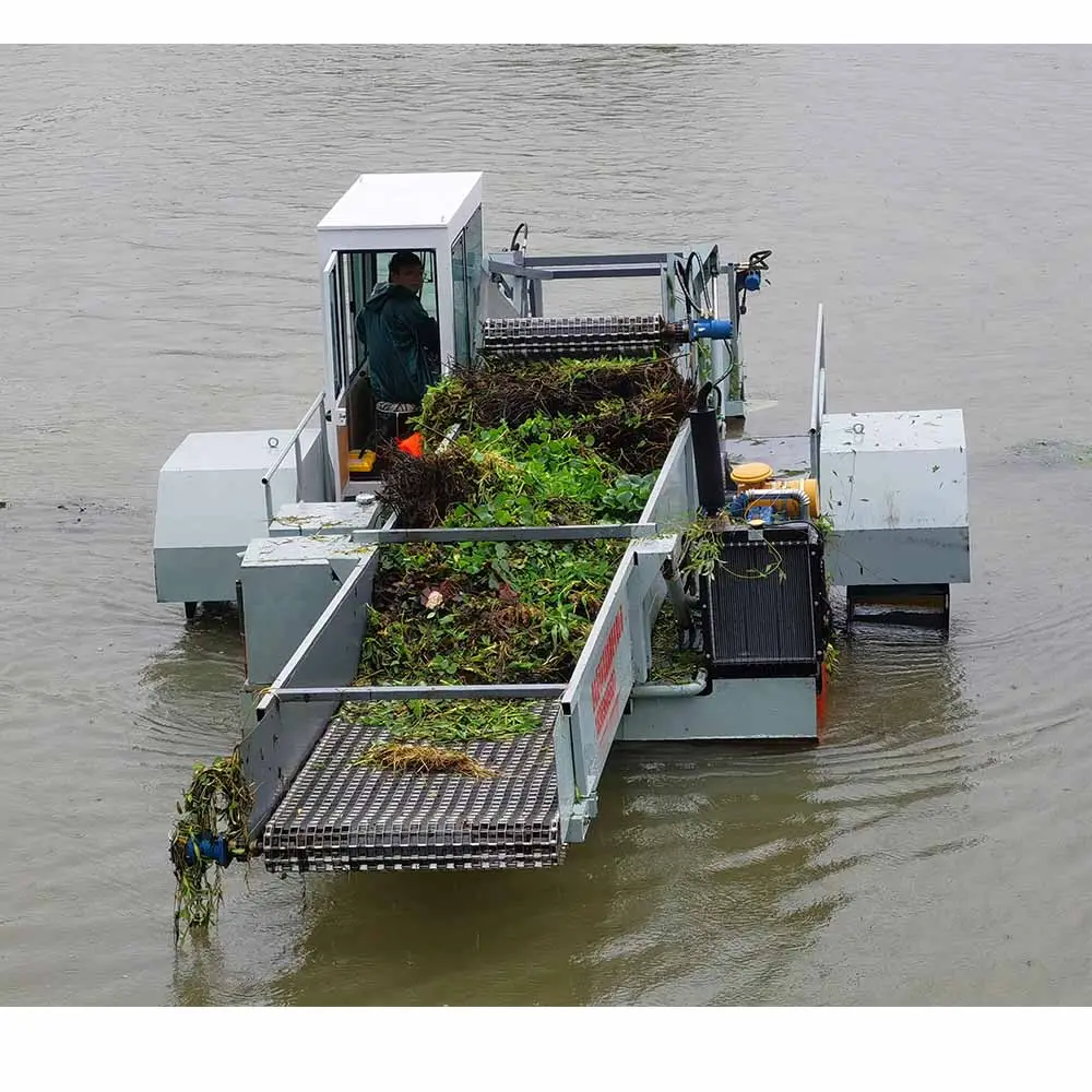 Machine de nettoyage de rivière, machine pour collecte les déchets flottants des mauvaises herbes aquatiques dans les éviers et les parcs