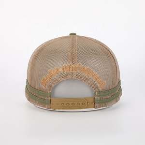 Alta calidad diseño bordado parche Logo 5 paneles Gorras OEM al por mayor personalizado moda camionero gorra Camal algodón deporte malla sombrero - Product Image 5