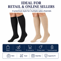 Calcetines de compresión hasta la rodilla para pantorrillas anchas 15-20 mmHg, fáciles de poner, juego de 2 pares, logotipo personalizado, OEM, ODM, venta al por mayor