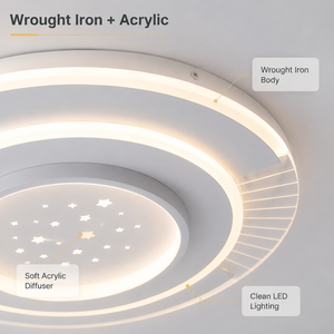 โคมไฟเพดาน LED ทรงกลมอะคริลิคแบบติดผนังเหล็ก สำหรับห้องนอน ห้องนั่งเล่น ตกแต่งบ้านภายในบ้าน แสงวอร์มไวท์ - Product Image 3