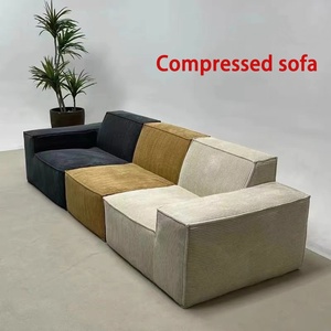Sofá Italiano Minimalista de Respaldo Alto, Estilo Bloque de Tofu, Sofá de Tela Recto de Una Línea para Sala de Estar - Product Image 2