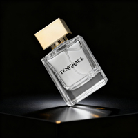 Flacon de parfum rectangulaire en verre transparent de luxe, nouveau design, haute qualité, avec pulvérisateur à pompe, capacité 50 ml, impression sérigraphique