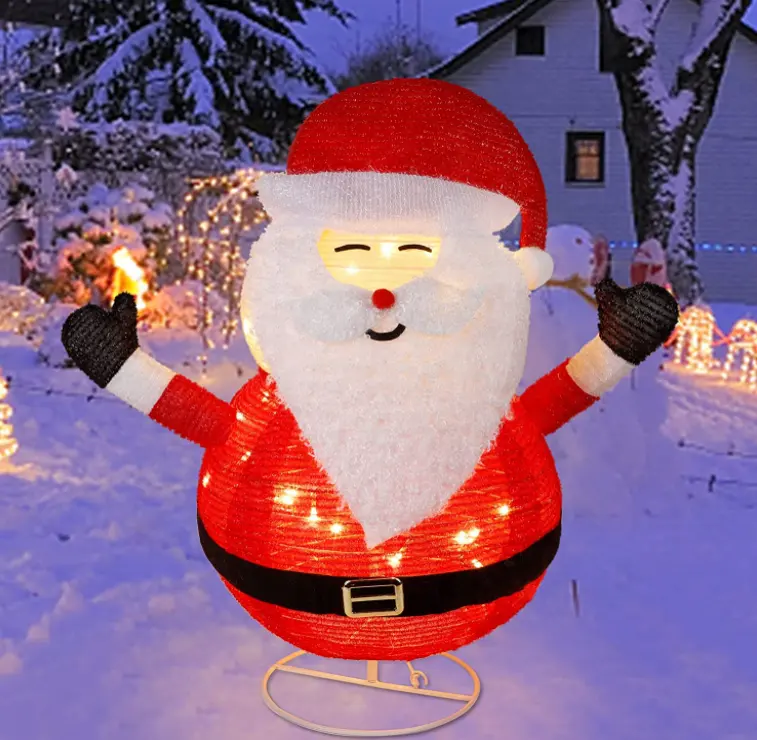2 ft Pre-Lit Light Up Santa Claus Christmas Collapsible Santa Claus Outdoor Decoration Santa Motif light
