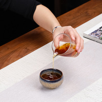 Service à thé Kung Fu en céramique pour la maison, style Zen, grand bol à thé en émail Tenmoku, style chinois minimaliste, coffret cadeau