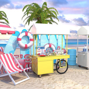 รถเข็นอเนกประสงค์พับได้สำหรับใช้งานกลางแจ้ง 220V รถเข็นเสิร์ฟอาหาร รถเข็นไอศกรีมและบาร์บีคิว รถเข็นจัดแสดงดอกไม้สำหรับขนมและบาร์บีคิว - Product Image 5