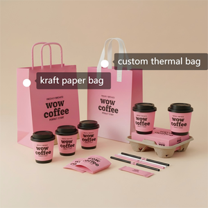 Bolsas de Papel para Llevar Comida con Logotipo Personalizado al por Mayor, Bolsas Desechables para Empacar Alimentos con Asa para Comida Rápida - Product Image 4