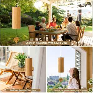 Cinese <span class=keywords><strong>giardino</strong></span> esterno campanelli di vento di bambù con Chakra di cristallo piccolo carillon artigianali in legno con toni profondi calmanti - Product Image 6