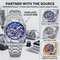 Montre-Bracelet Mécanique Automatique Homme Squelette Évidé, Boîtier Ovale en Alliage de Luxe avec Logo Personnalisé, Cadran en Verre et Bracelet en Acier Inoxydable