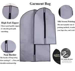 Sac de transport pour costume en tissu non tissé personnalisé, vente chaude, en gros, en tissu Oxford 600D, avec fermeture éclair noire - Product Image 2