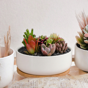 Pot de fleurs en céramique blanche émaillée pour plantes succulentes – Contenant minimaliste pour plantes de bureau pour la décoration de la maison et du bureau - Product Image 2