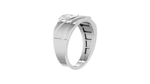 Bague classique de luxe pour homme en or massif plaqué rhodium 14K avec 5 diamants naturels | 0.51Ctw - Product Image 4