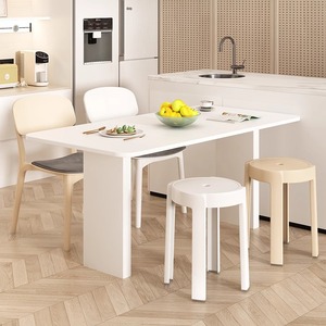 Tabouret empilable beige épaissi de style nordique minimaliste avec dossier, mobilier de maison, location, restaurant commercial, chaise en plastique - Product Image 3