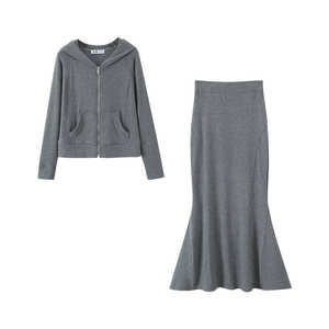 Conjunto Deportivo de Felpa Tejida para Mujer, Talla Grande, Color Sólido, con Cremallera y Capucha, Estilo Lulu, Colección Otoño 2025, Happy Plus - Product Image 3