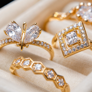 Venta al por Mayor de Anillos Antideslustre Chapados en Oro de 14K, Set de 120 Piezas Surtidas - Joyería de Moda Hip Hop con Circonitas Brillantes para Mayoristas - Product Image 1