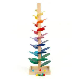 Houten Regenboog Muziek Boom Kit Met Marmeren Bal Run Track Spel Intelligentie Houten Baby Montessori Educatief Speelgoed Voor Kinderen