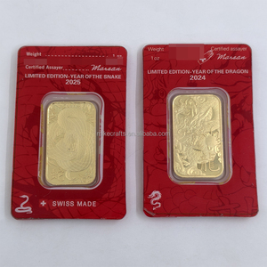 Chinese dierenriem draken slang Zwitserland 1oz metaal ambachtsgeschenk bullion ingots verguld staafje met blisterverpakking - Product Image 4