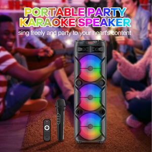Haut-parleur Karaoké Stéréo 8 Pouces <span class=keywords><strong>avec</strong></span> Micro Sans Fil, Lumière RGB, Musique HIFI, Bluetooth, <span class=keywords><strong>Tour</strong></span> <span class=keywords><strong>de</strong></span> <span class=keywords><strong>Son</strong></span> pour Fêtes en Extérieur et DJ - Vente Flash - Product Image 4