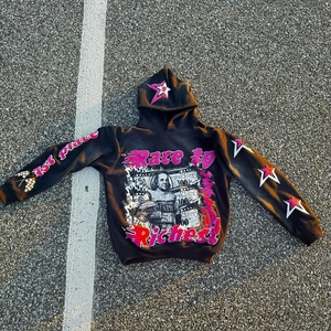 Custom Clothing Manufacturers Y2K Puff Print Pullover Hoodie Hooded Plain Dyed Hoodie for Men