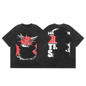 <span class=keywords><strong>T-shirt</strong></span> Décontracté et Tendance à Manches Courtes Homme Femme 100 % Coton 260 Grammes Beau <span class=keywords><strong>Vintage</strong></span> Imprimé Hell Star Style Ample Identique - Product Image 2