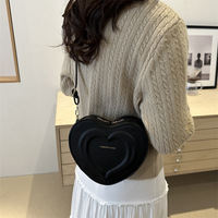 Bolso Bandolera de Hombro de Piel Sintética con Cierre de Cremallera, Estilo Coreano, Color Caramelo, en Forma de Corazón, para Mujer, Última Moda de Otoño