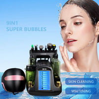 Appareil d'hydrodermabrasion 9-en-1 Aquafacial avec masque, nettoyage en profondeur par jet peel, rajeunissement de la peau, appareil facial hydro de bureau