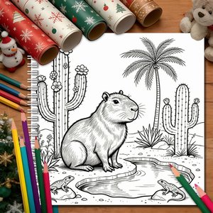 Carnets de coloriage spirale anti-stress à succès : pages à colorier personnalisées avec adorables capybaras pour adultes et adolescents, soulagement de l'anxiété - Product Image 2