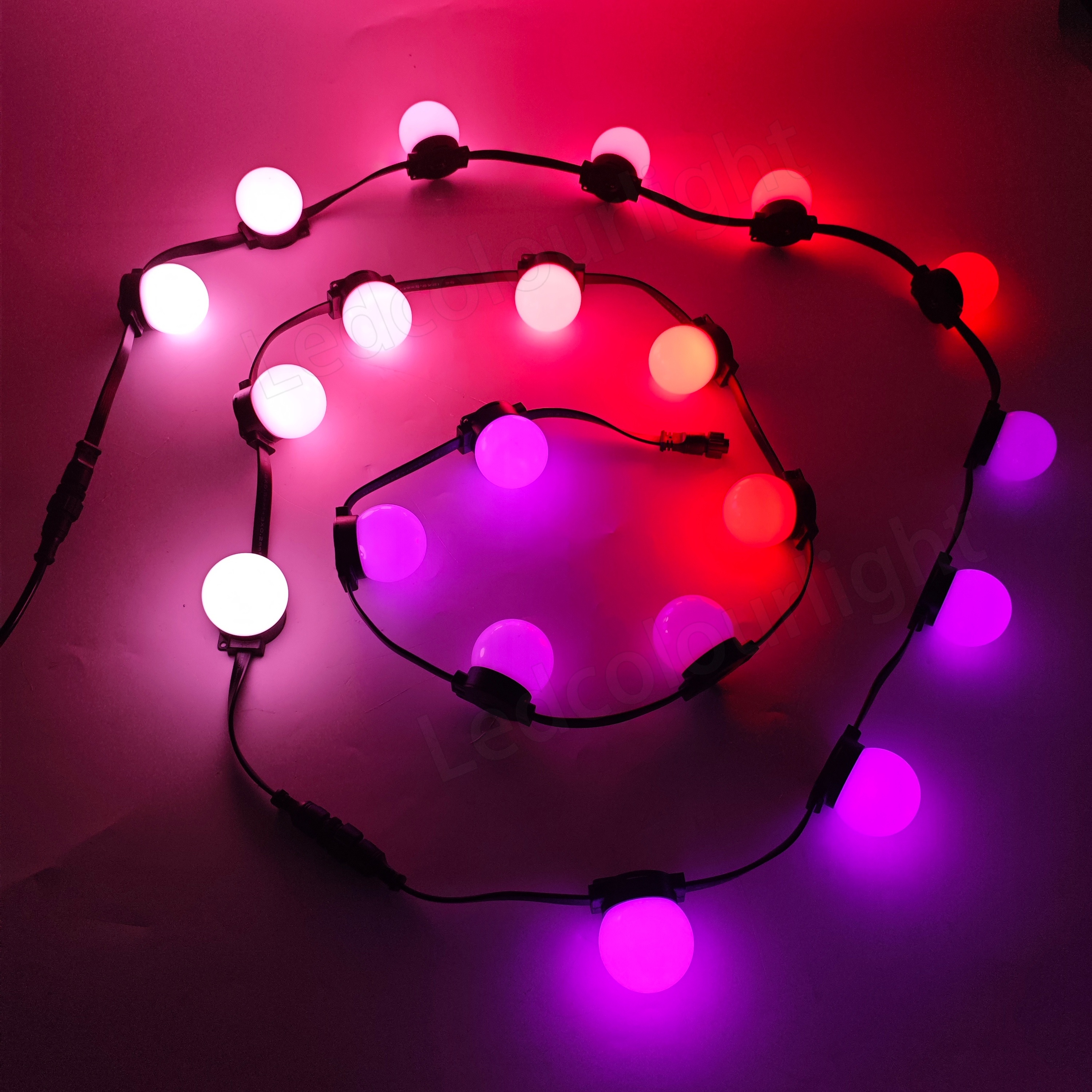 50MM Milky RGB Pixel Bulb String Light WS2811 Addressable Landscape Pixel Point Strip Light
