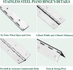 Лидер продаж, 201/304/316 нержавеющая петля для пианино, 12 дюймов, 18 дюймов, водонепроницаемая петля для пианино - Product Image 3