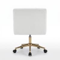 Fauteuil de bureau exécutif DM Light Luxury en tissu avec roulettes, structure en métal doré, pour réception et salon de manucure