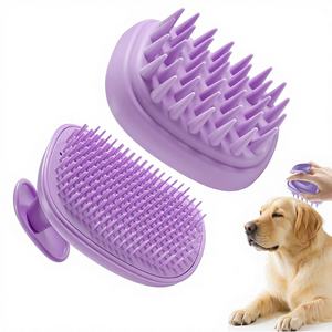 Brosse de bain et de toilettage 2-en-1 personnalisée avec logo pour chiens et chats, avec brosse en silicone et caoutchouc pour animaux à poils longs/courts - Product Image 1