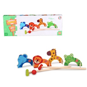Ensemble de <span class=keywords><strong>croquet</strong></span> en bois dessin animé pour les tout-petits jeu de <span class=keywords><strong>croquet</strong></span> amusant pour l'extérieur famille structure de jouet de pelouse interactive - Product Image 5