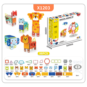 Jouets en blocs magnétiques série <span class=keywords><strong>Zoo</strong></span>, <span class=keywords><strong>jeu</strong></span> éducatif intelligent 3D STEM pour enfants, tout-petits, garçons, filles, ensemble de tuiles magnétiques - Product Image 3