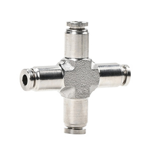 Stainless Steel Pza 4 Way Cross Adapter For Automotive High Pressure Air Hose <b>Quick</b> <b>Connector</b> - Product Image 2