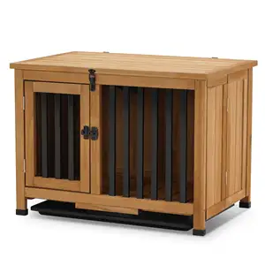 Домашняя мебель для собак из массива дерева, подставка с дверью, без сборки, переносной складной контейнер для домашних животных, собачья будка со съемным подносом