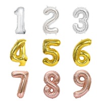 Ballons Chiffres Géants 32 Pouces Noir/Or Rose/Argent 0-9 Propres, Ballons Hélium en Aluminium pour Décorations d'Anniversaire et de Fête