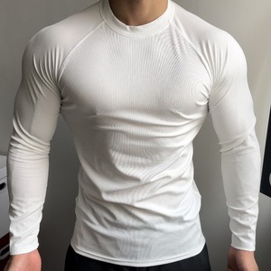 Maglia Sportiva a Maniche <span class=keywords><strong>Lunghe</strong></span> da Uomo Muscoloso, Top da Allenamento in Palestra Tinta Unita ad Alta Elasticità di Tendenza, Maglietta da Allenamento ad Asciugatura Rapida - Product Image 5
