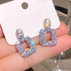 Orecchini a Goccia Quadrati per Donne, Gioielli per Orecchie Scintillanti alla Moda, Ideali per Feste - Product Image 1
