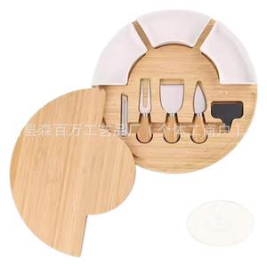 Wooden <b>Cheese</b> Cutting Board <b>Set</b> With <b>Knives</b> And Dividers For Party Snacks And Appetizers - Product Image 5