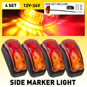 4Pcs <b>Red</b> Amber <b>LED</b> Clearance <b>Lights</b> Side Marker Lamps For Trailers Trucks Cars - Product Image 4