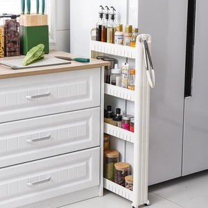 Carrello Portaoggetti a 3 Ripiani, Unità di Scaffalatura <span class=keywords><strong>Mobile</strong></span>, Organizzatore con Ripiani Estraibili, Rack Stretto per Cucina e <span class=keywords><strong>Bagno</strong></span> - Product Image 2