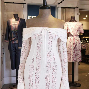 Vestido de encaje ajustado de un hombro <span class=keywords><strong>blanco</strong></span> temperamento con cintura ceñida y falda sexy para abrazar la cadera - Product Image 1