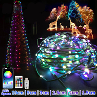 Lampu LED Pixel String RGB WS2815/WS2818 4Pin DC12V, Dapat Diatur, IP65, Kabel Hijau, Pitch 5cm/10cm, untuk Natal