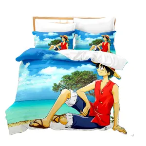 Professional Factory For Men Luxury Bedding Sets Breathable Washed Microfiber Duvet Cover Set 3D Printed Monkey D. Luffy Series