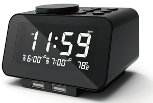 Báo động kép kỹ thuật số <span class=keywords><strong>PLL</strong></span> FM Radio bàn & bảng đồng hồ với USB sạc thiết kế hiện đại hỗ trợ nhiệt độ-cho nhà hoặc văn phòng sử dụng - Product Image 3