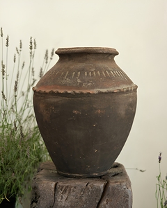Vase en terre cuite vintage, pot en argile ancien fabriqué à la main, poterie rustique en terre cuite brûlée, poterie décorative - Product Image 1